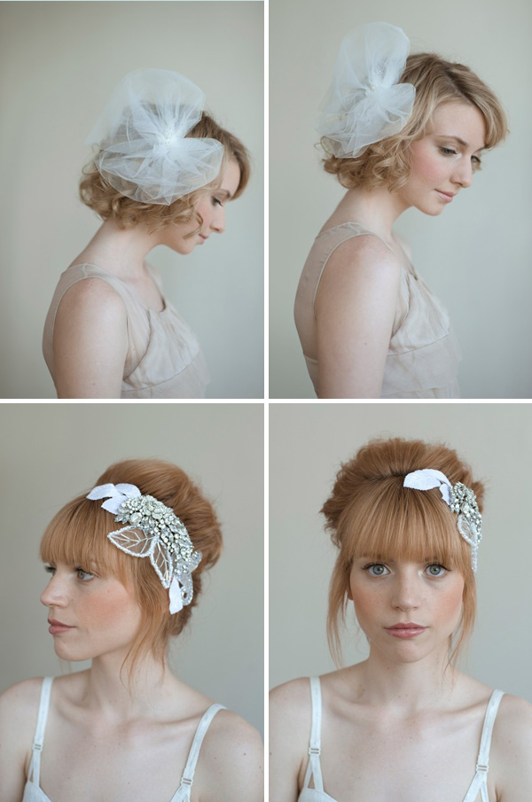 Tulle bridal bow Style 035 Crystal tulle and velvet head piece Style 