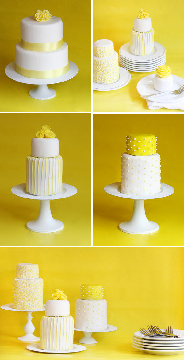 grey and yellow wedding cake