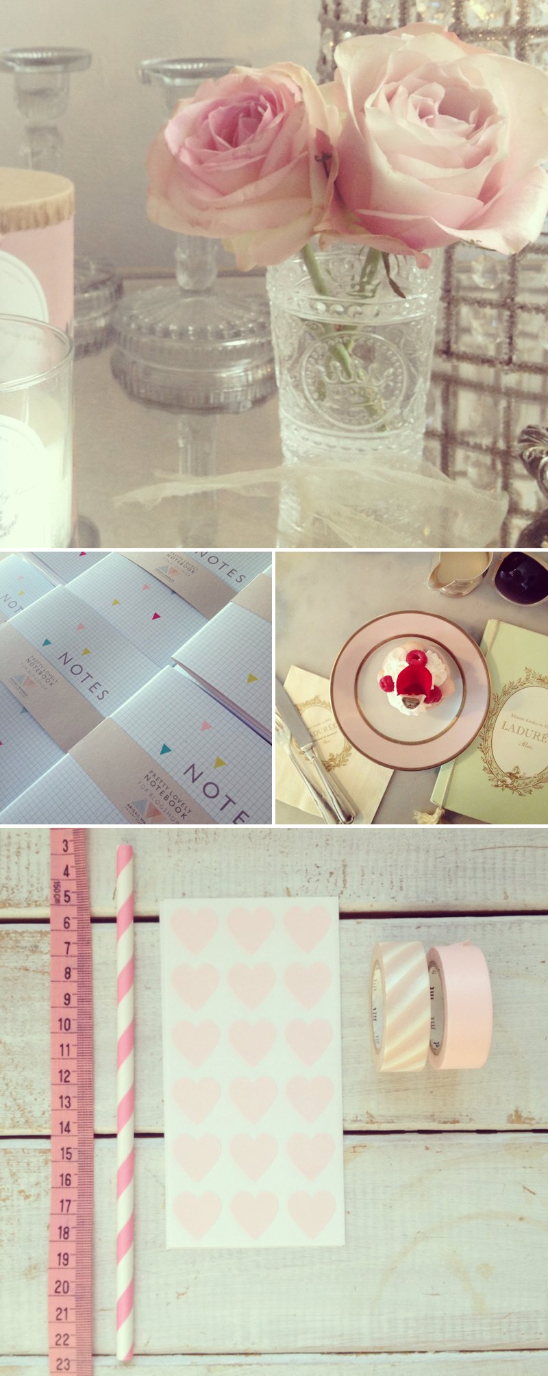 Cut Glass Crystal Pink Ranunculua stripy washi tape 