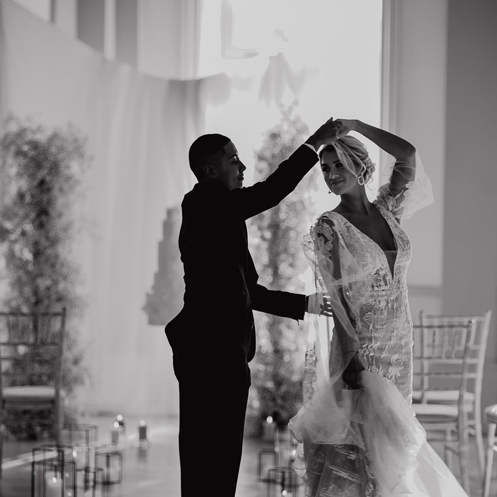 LGBTQI+ couple dancing at Hodsock Priory 