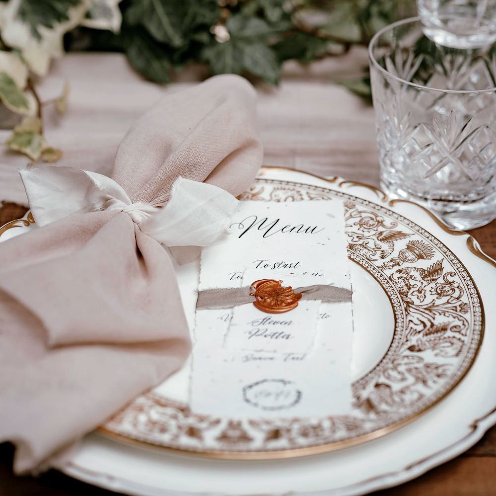 Vintage tableware with gold guilt design