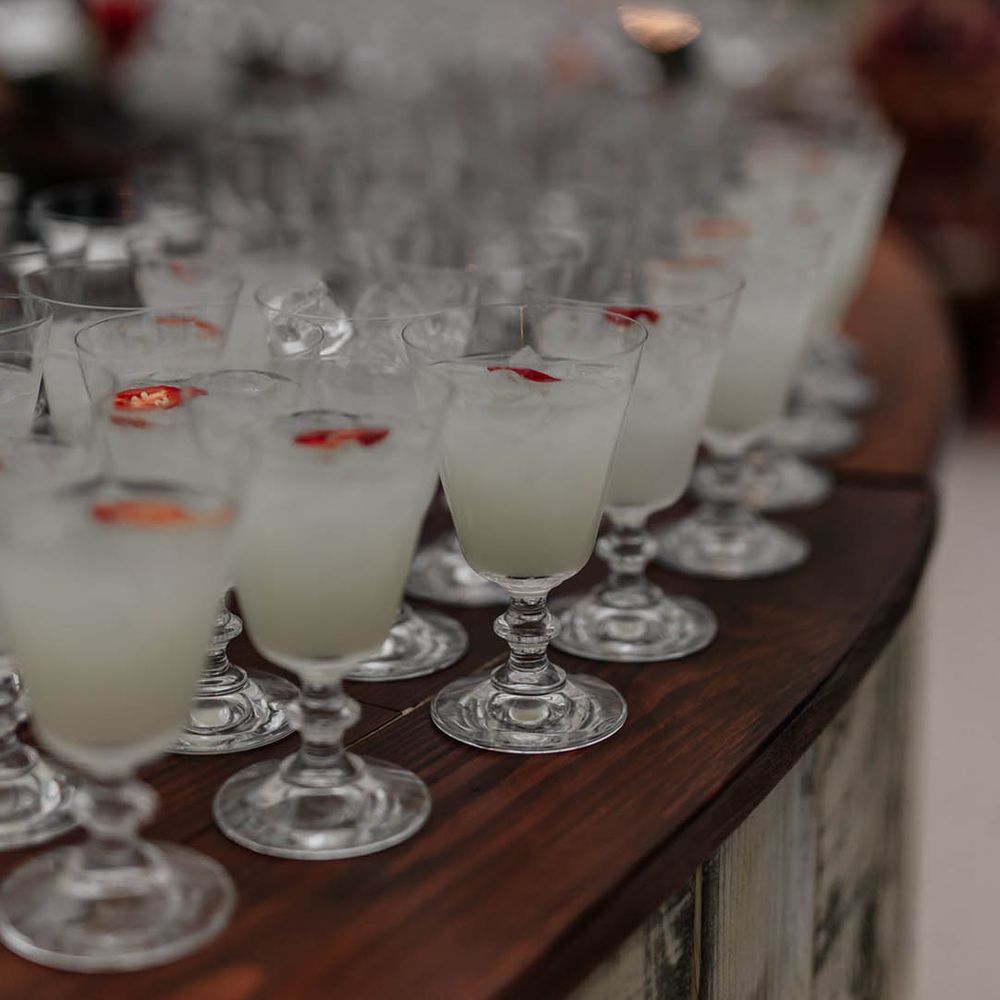 Row of spicy margaritas wedding cocktails 