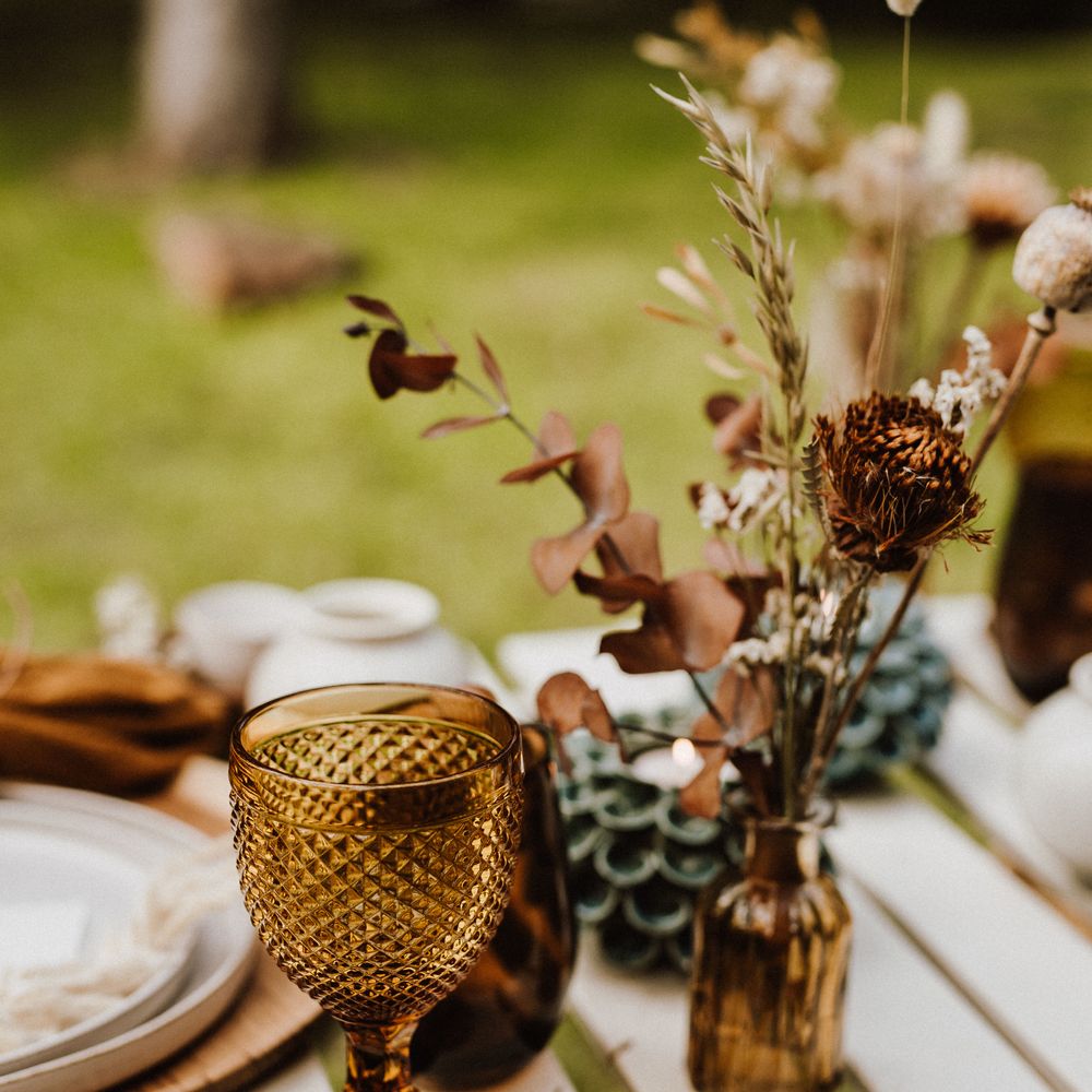Brass coloured wine glasses 