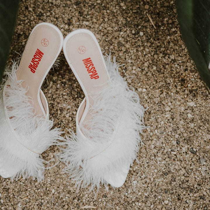 White feather wedding shoes from MissPap