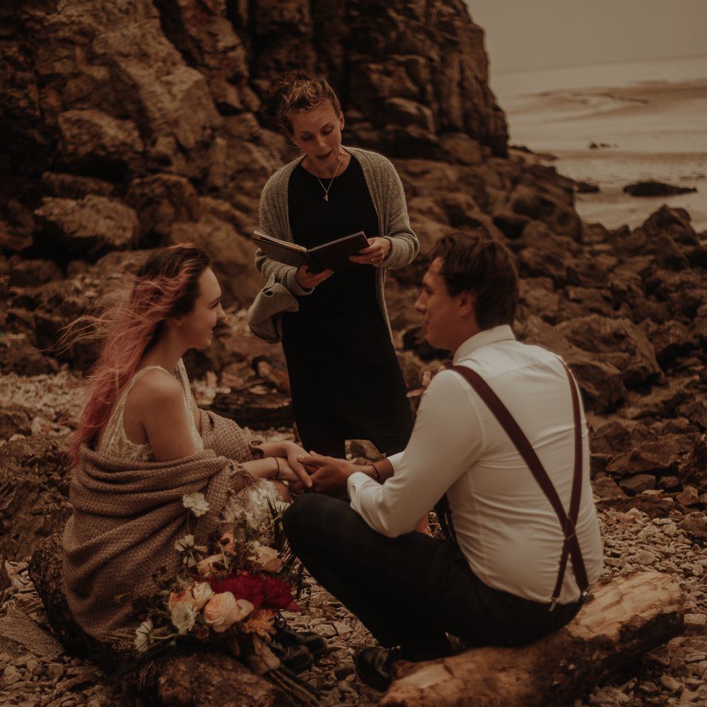 Intimate beach wedding ceremony