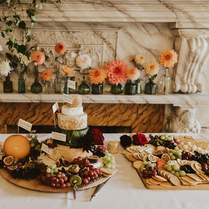 Grazing table complete with cheese tower for wedding breakfast