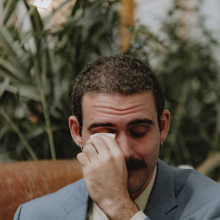 Gabriel becomes emotional during non denominational wedding ceremony 