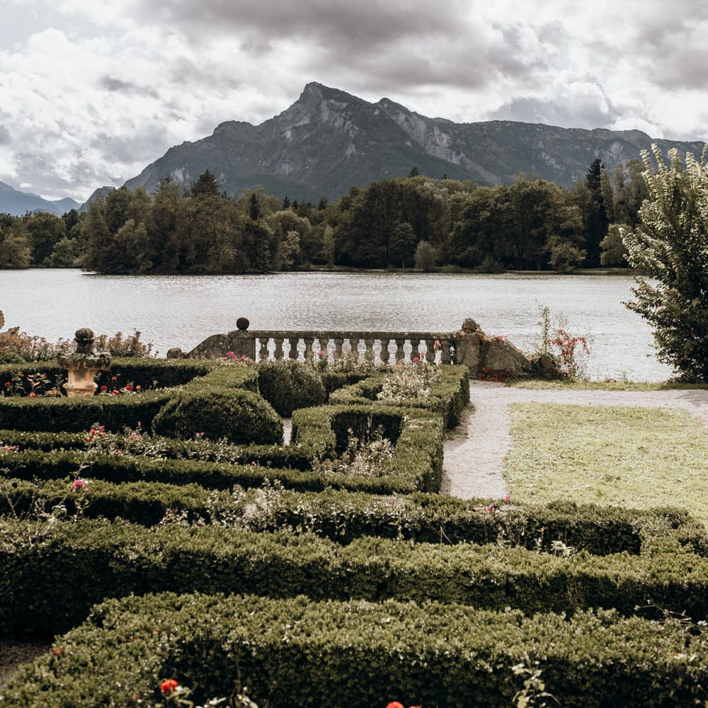 Gardens of wedding venue in Salzburg, Austria 