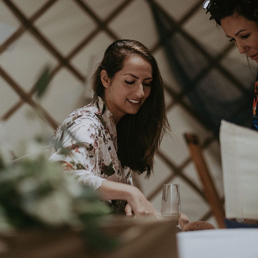 Bride gets ready on the morning of her wedding 