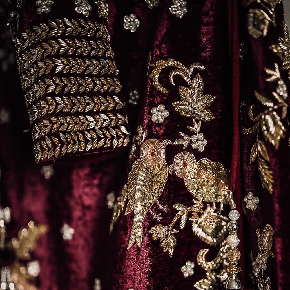 Custom made Indian saree wedding dress with gold detailing