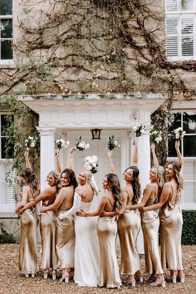 Champagne Gold Bridesmaid Dresses at Black Tie Wedding Champagne Gold Bridesmaid Dresses at Black Tie Wedding