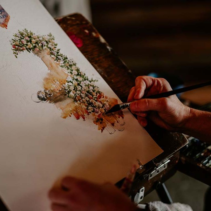 Live wedding entertainment - live wedding painter at Willow Marsh Farm Loughborough 