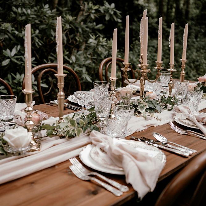 Silver candelabras for vintage tablescape