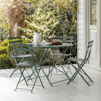 Sage green bistro set of table and chairs 
