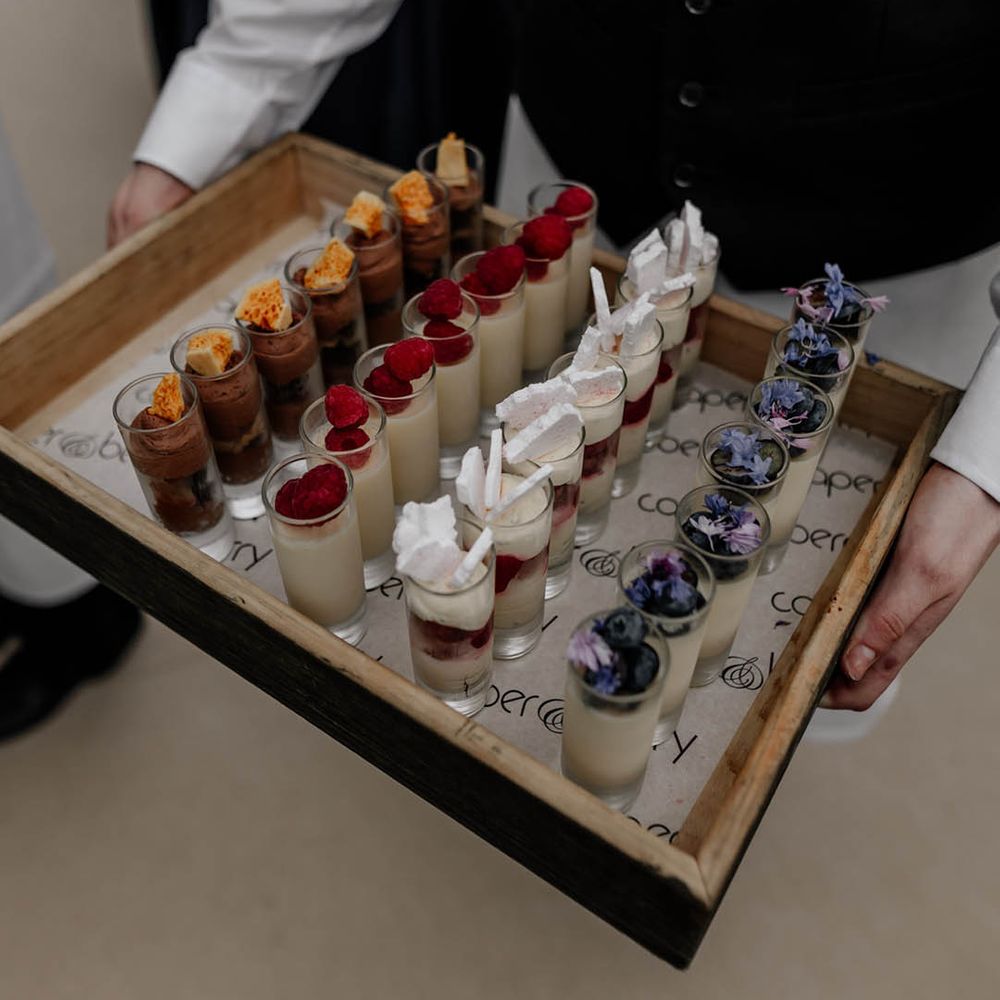 Wedding dessert shots by Caper & Berry 