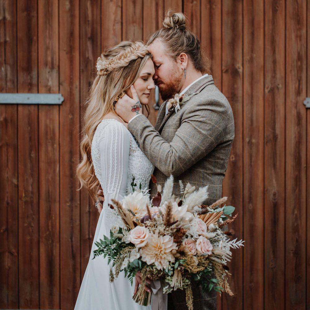 Boho luxe bridal photography at country barn wedding