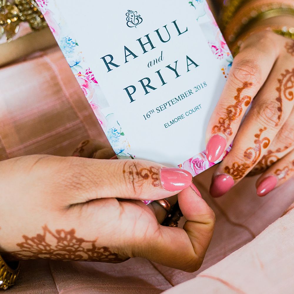 Brightly coloured wedding stationery designs for Hindu fusion wedding 