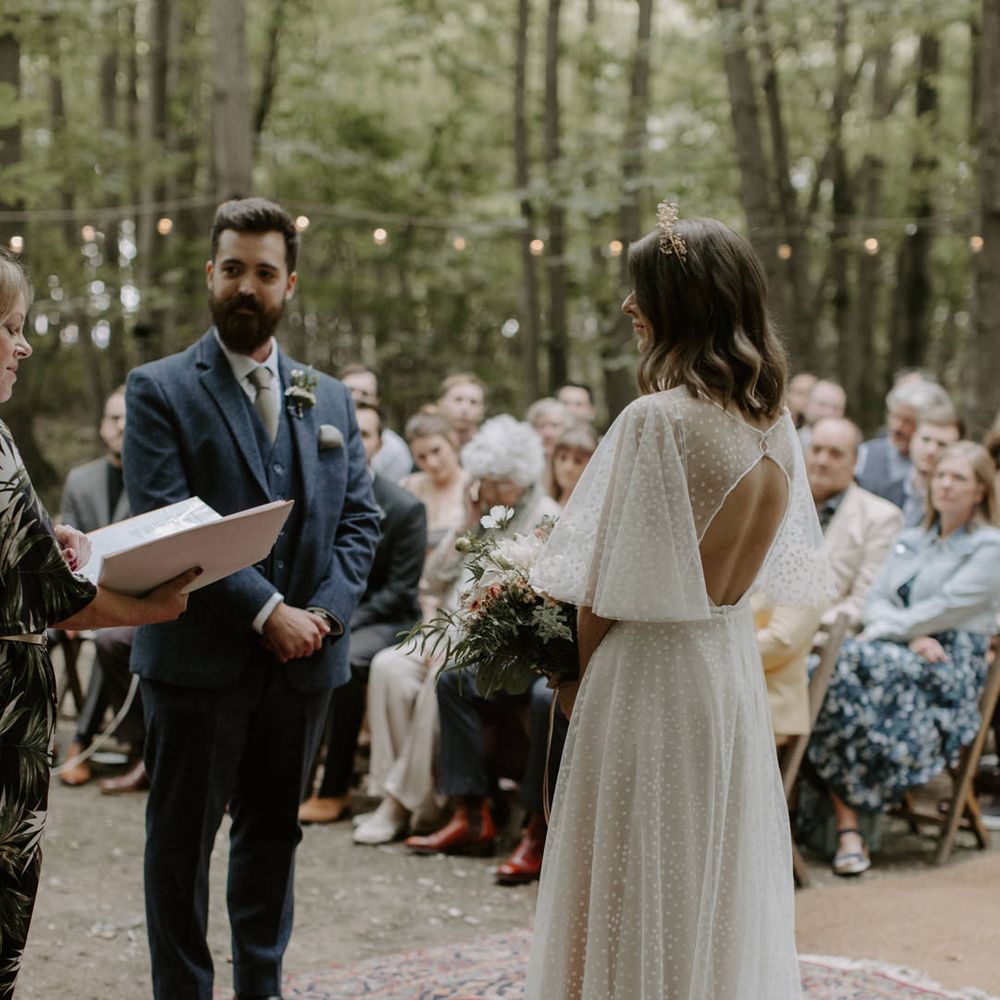 Bride & groom look lovingly at one another on their wedding day 
