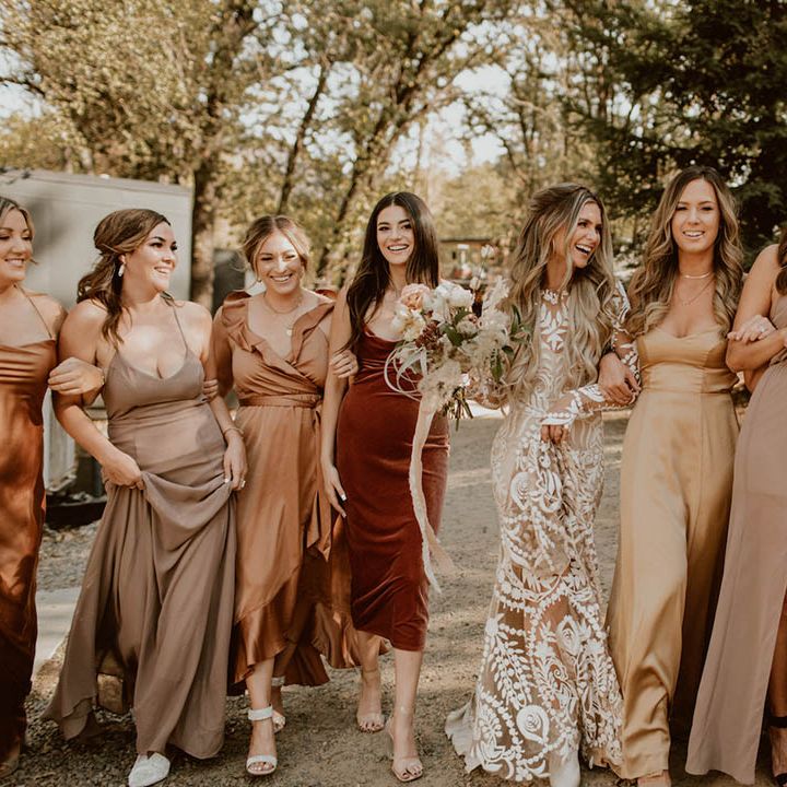 Bride celebrates with her bridesmaids