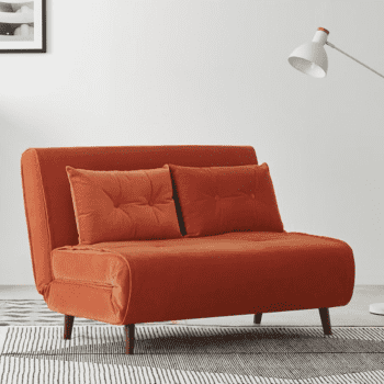 Orange velvet small sofa bed 
