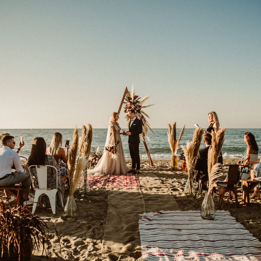 Intimate beach wedding ceremony