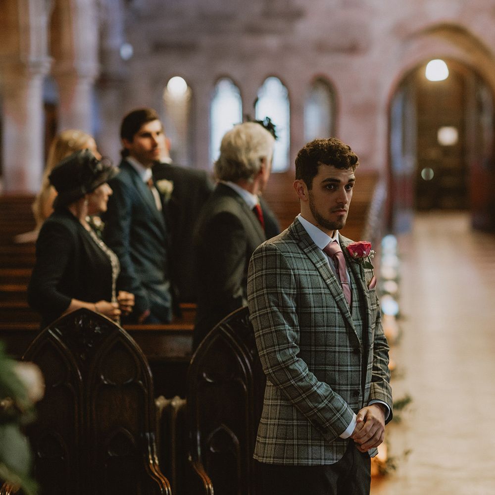 Groom waits for bride's arrival