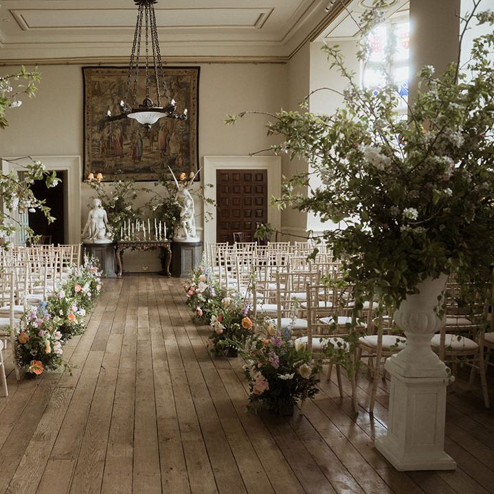 Spring meadow wedding theme with pastel wedding flowers 