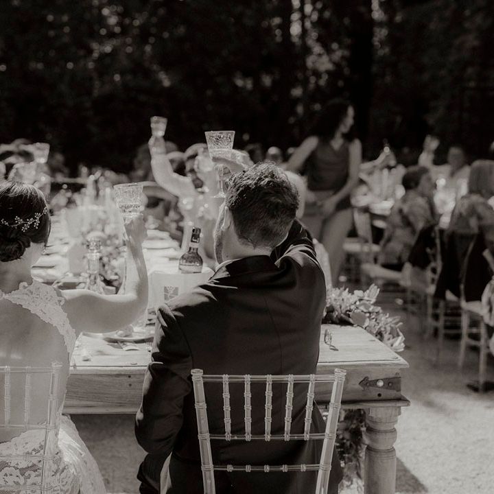 Sweetheart table for the bride and groom at their intimate dinner party wedding 