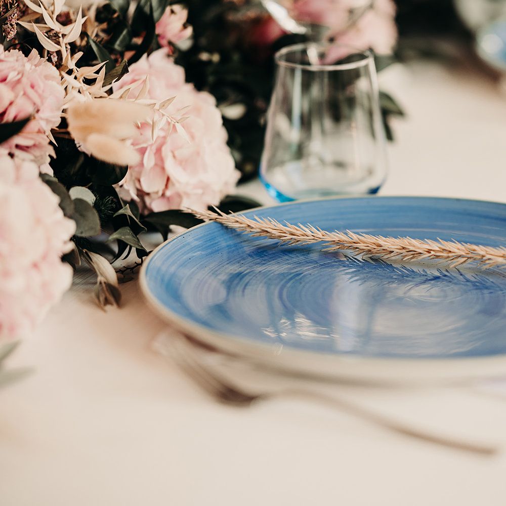 Wedding place setting at boho celebration