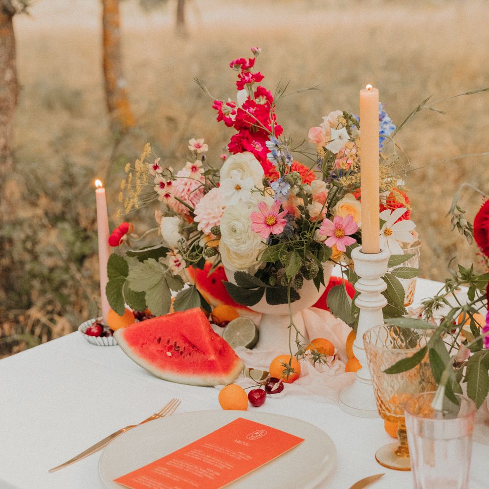 Bright tablescape complete with pastels and gold detailing