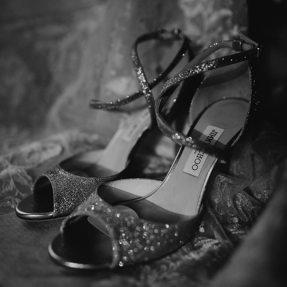 Sparkly Jimmy Choo wedding shoes for bride