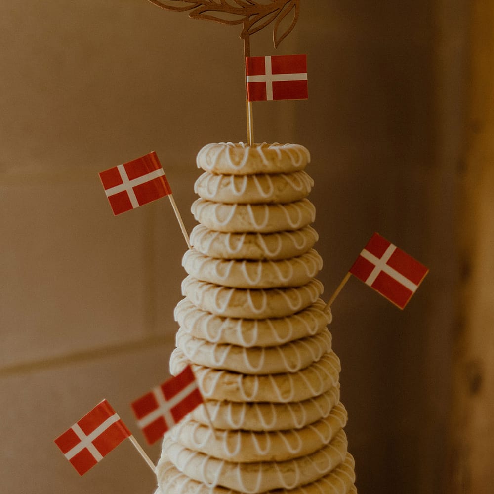 A traditional Kransekake from Denmark (marzipan biscuits)
