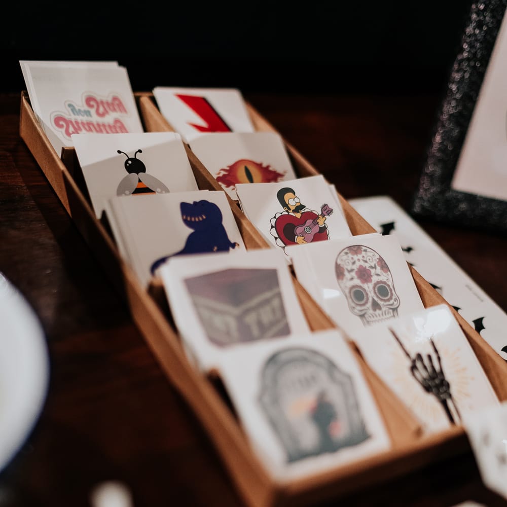 Temporary tattoo station for alternative wedding entertainment 