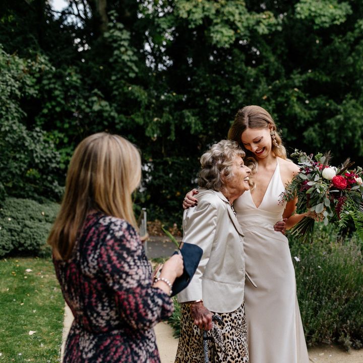 Bride hugging her Grandma 