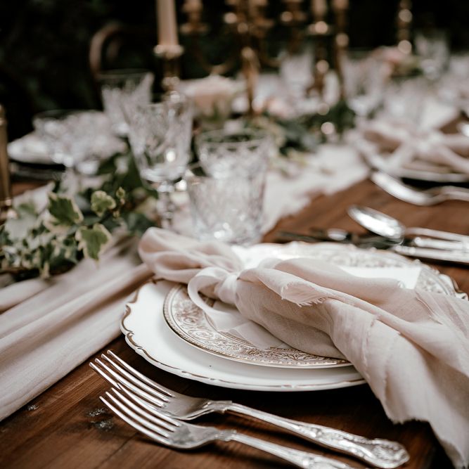 hand dyed napkins at vintage place settings