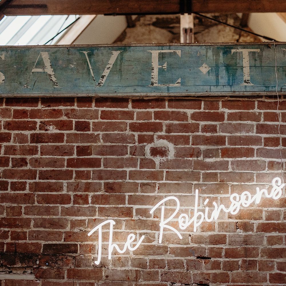 Brick wall with neon lighting 