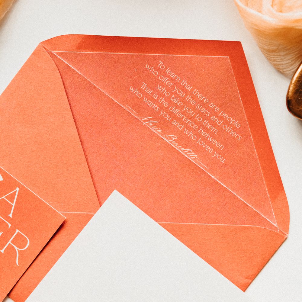 Orange wedding stationery 