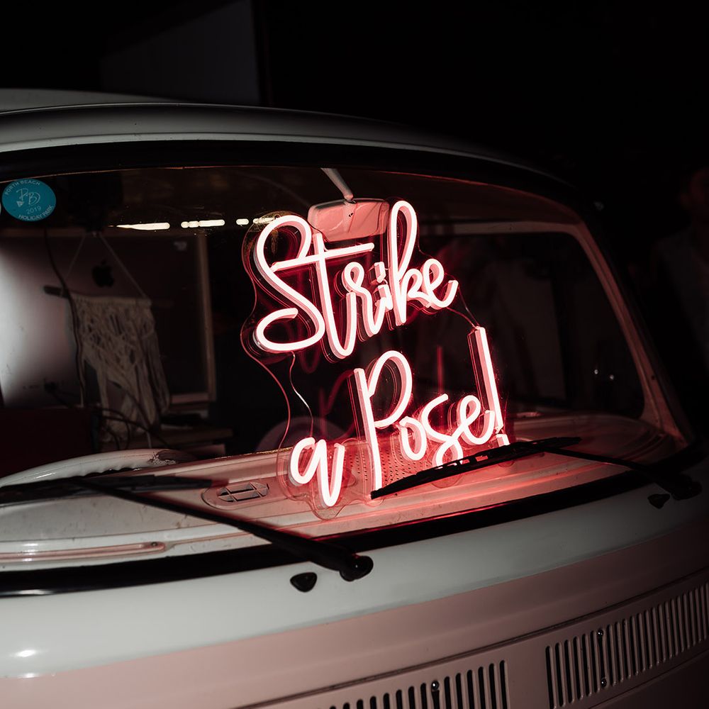 Birdie Photo Booth neon wedding sign 