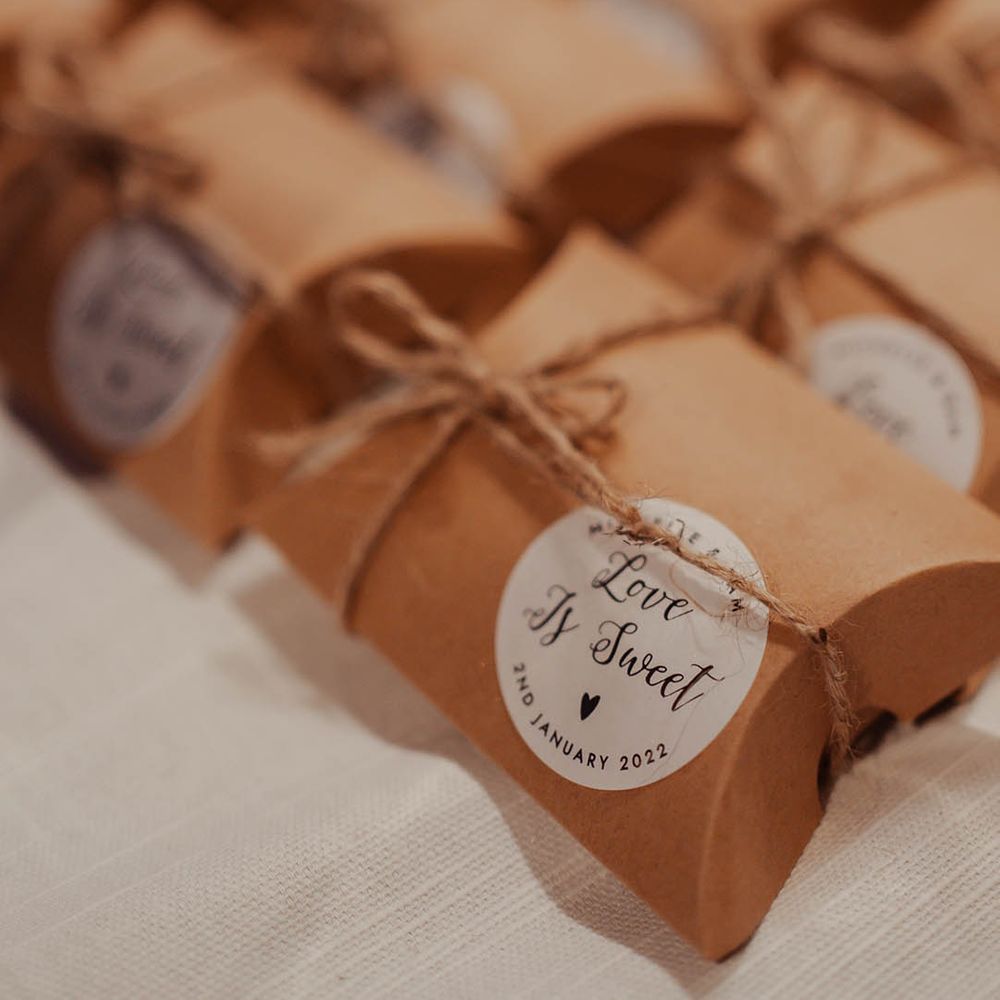 Brown packages tied with string 
