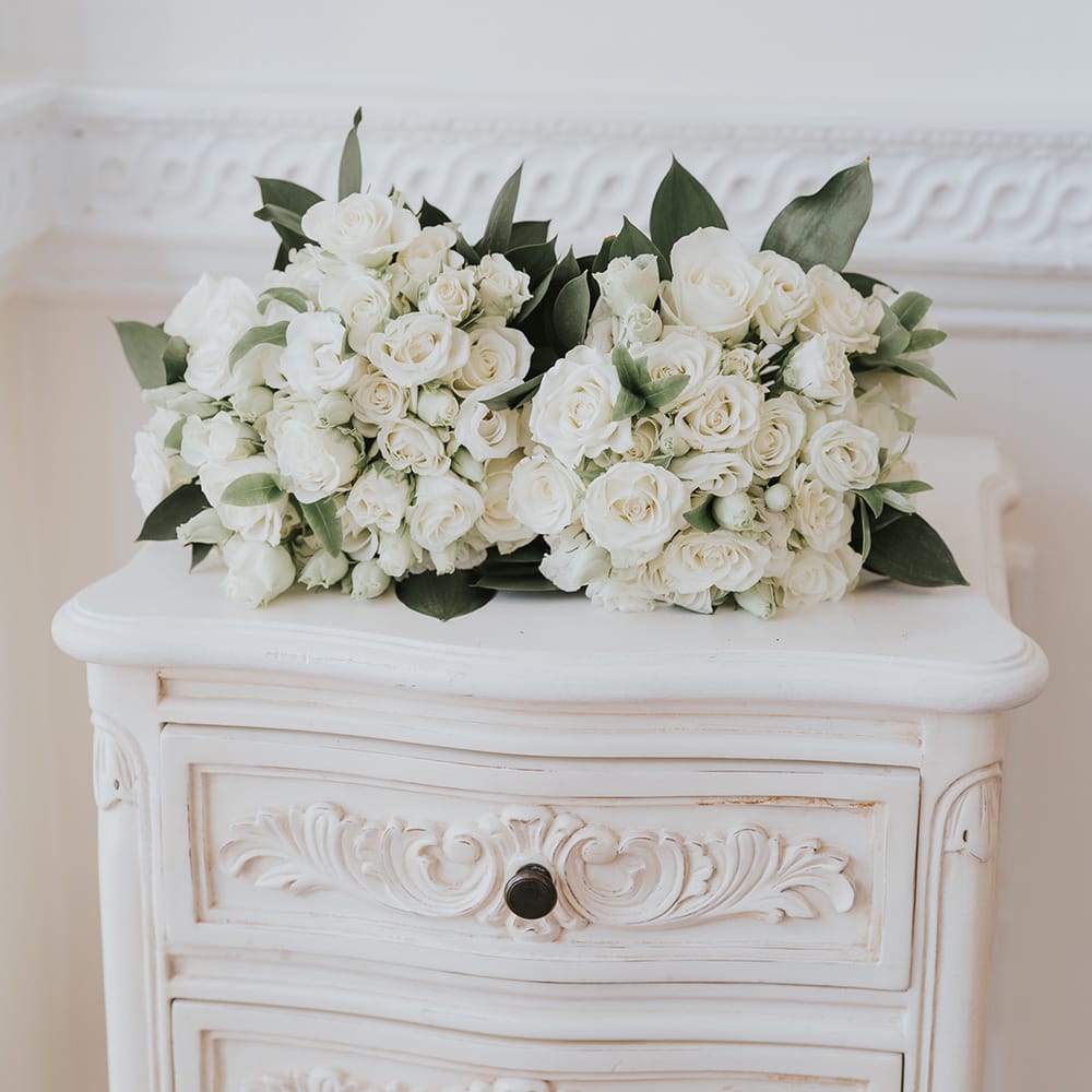 White rose wedding bouquet for classic country house wedding 