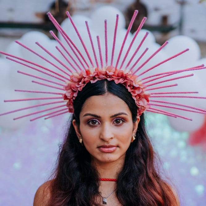 bright pink bridal crown 