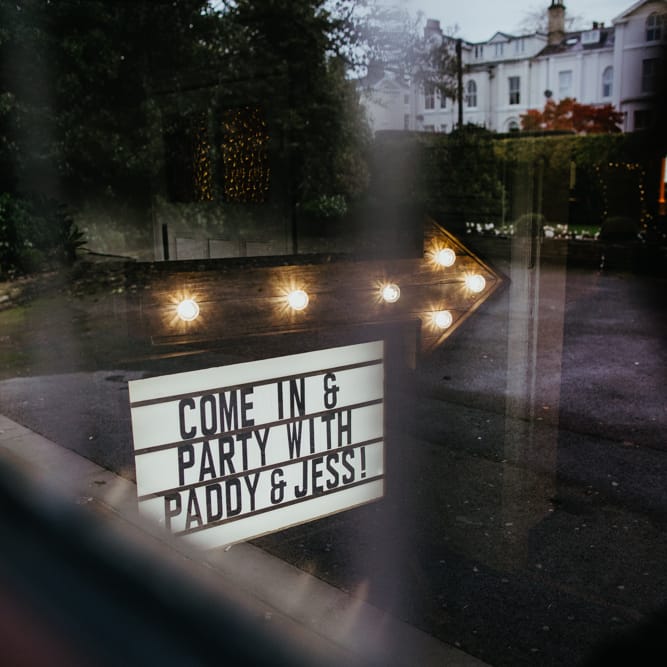 Arrow light box wedding sign