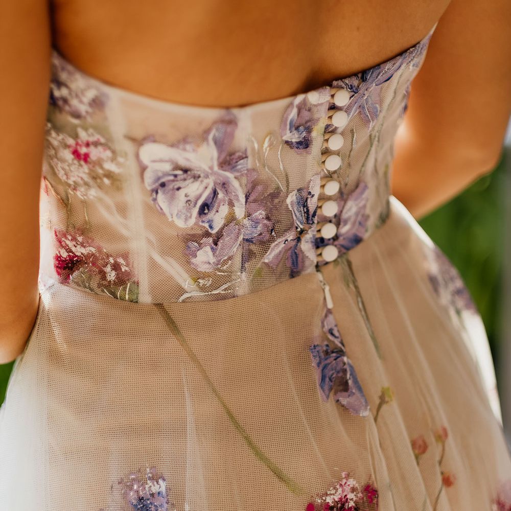 Hand painted wedding dress by Savin London via Lace & Co Bridal