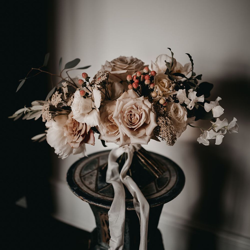 Soft blush pink and white wedding bridal bouquet 