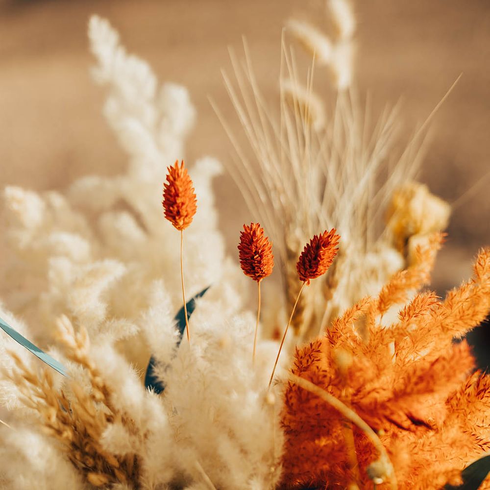 Dried wedding flower decor for the boho destination wedding 