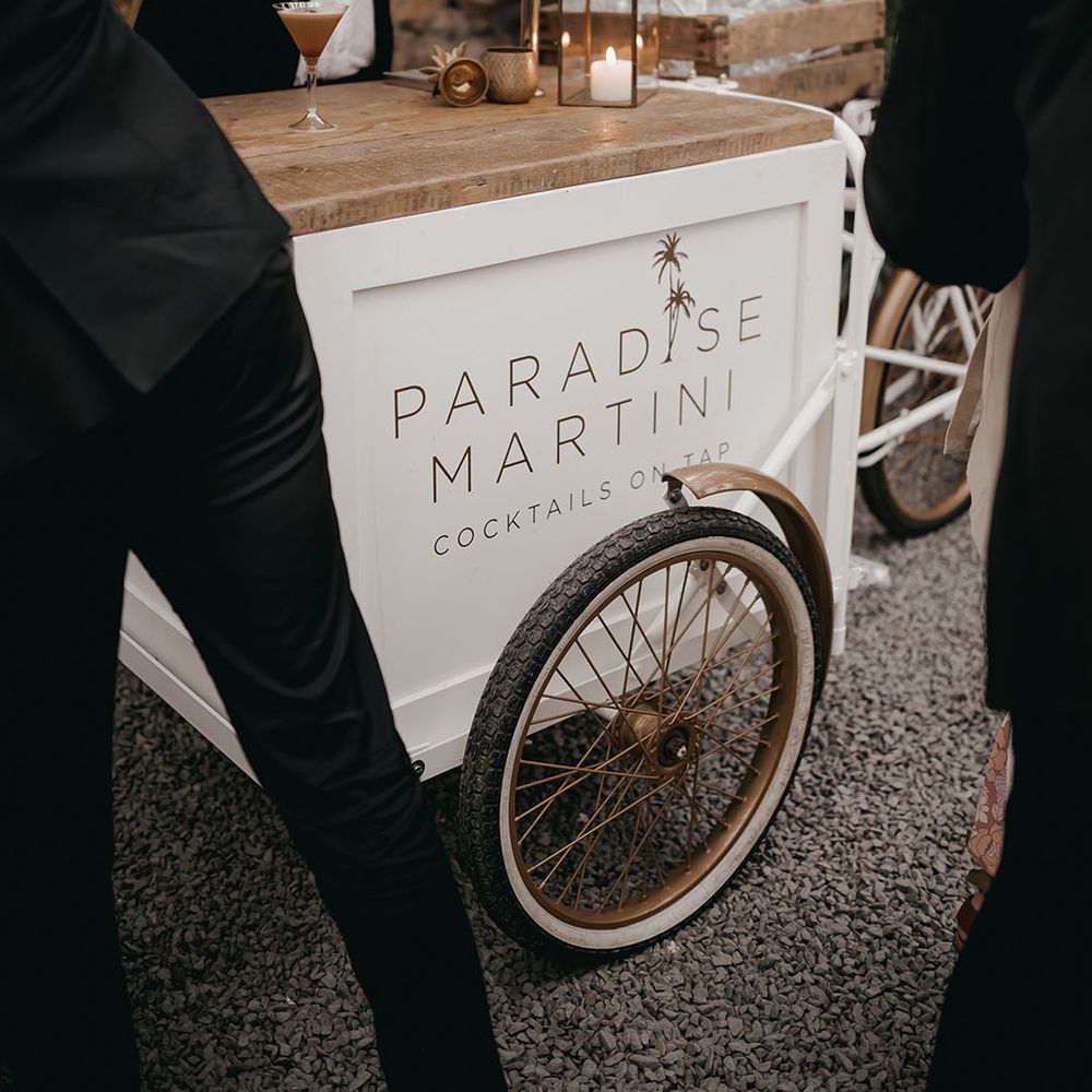 Pornstar martini wedding cocktail cart for luxe wedding 