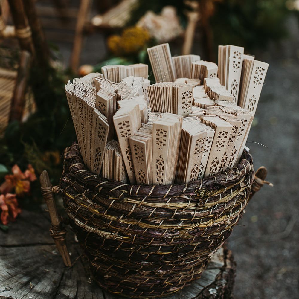 Wooden Fan wedding favours 