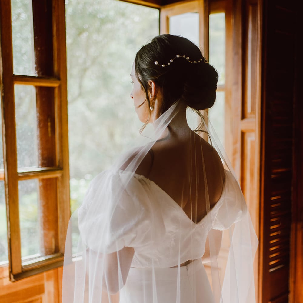 Bride in Alexandra Grecco dress 