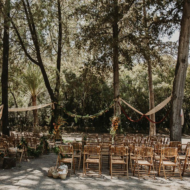 Outdoor forest wedding planned by Open The Door Events for Andalusia wedding