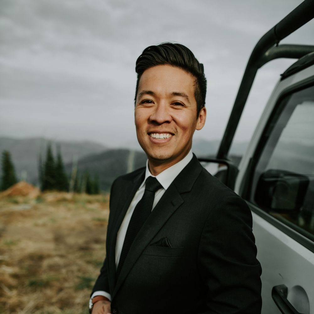 Groom smiles before wedding ceremony